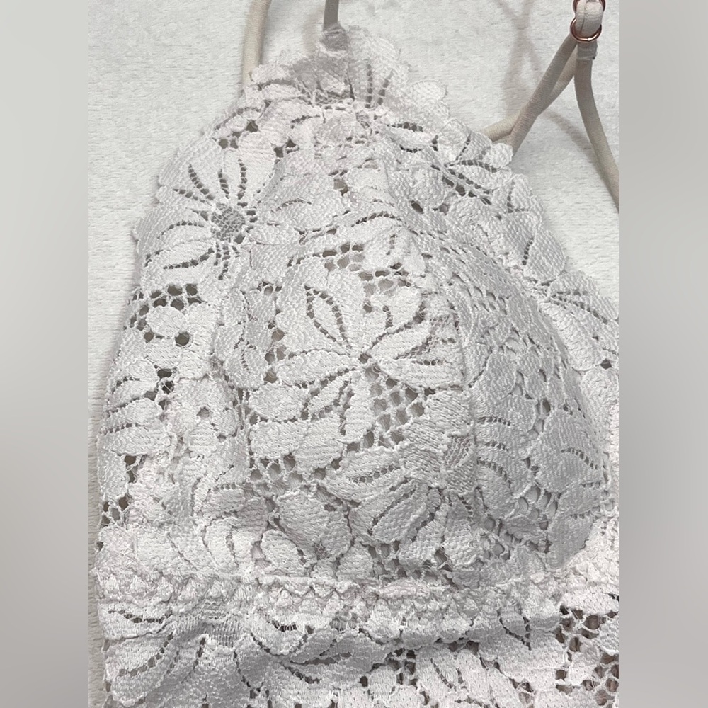 PINK by Victoria’s Secret Women’s White Floral Lace Strappy Wireless Bralette - Picture 3 of 16
